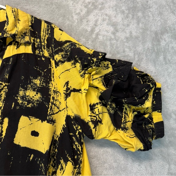 Step In Style High-Low Tunic Shirt Top Dress Yellow Black One Size Mature - Picture 3 of 7